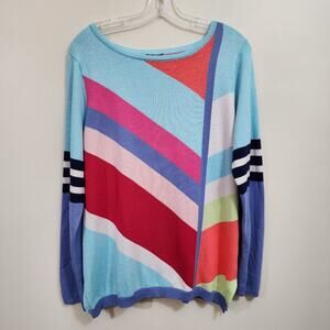 Henny & Paulie striped color block cashmere blend sweater woman's size large